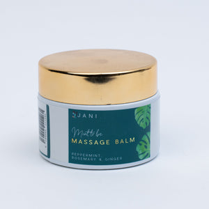 Jani Matte Be Massage Balm jar with gold lid on a white background